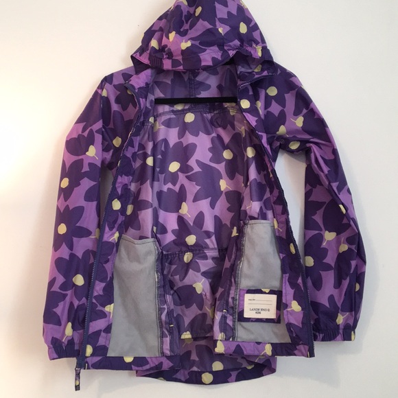 Lands' End Girls Wind Breaker Purple Flower Burst - Picture 2 of 5
